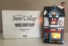 DEPT 56 Snow Village MARVEL'S BEAUTY SALON Lighted Christmas Ceramic Collect