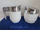 Vintage GEMCO Cream Sugar Set Milk Glass MCM Mod Retro Kitchen Chrome