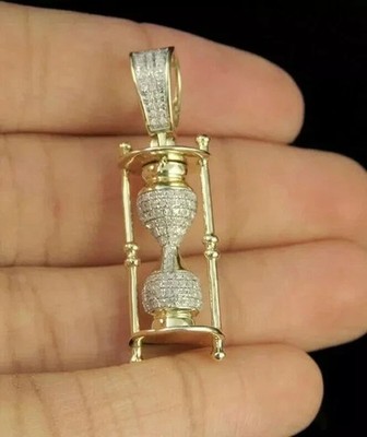 3Ct Round Cut Lab Created Diamond Hourglass Pendant 14KYellow Gold Plated Silver