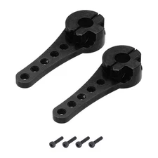 2 Pcs Aluminum Servo Horn Long 25T Steering Arm 46mm L Black with M2.5 Screws