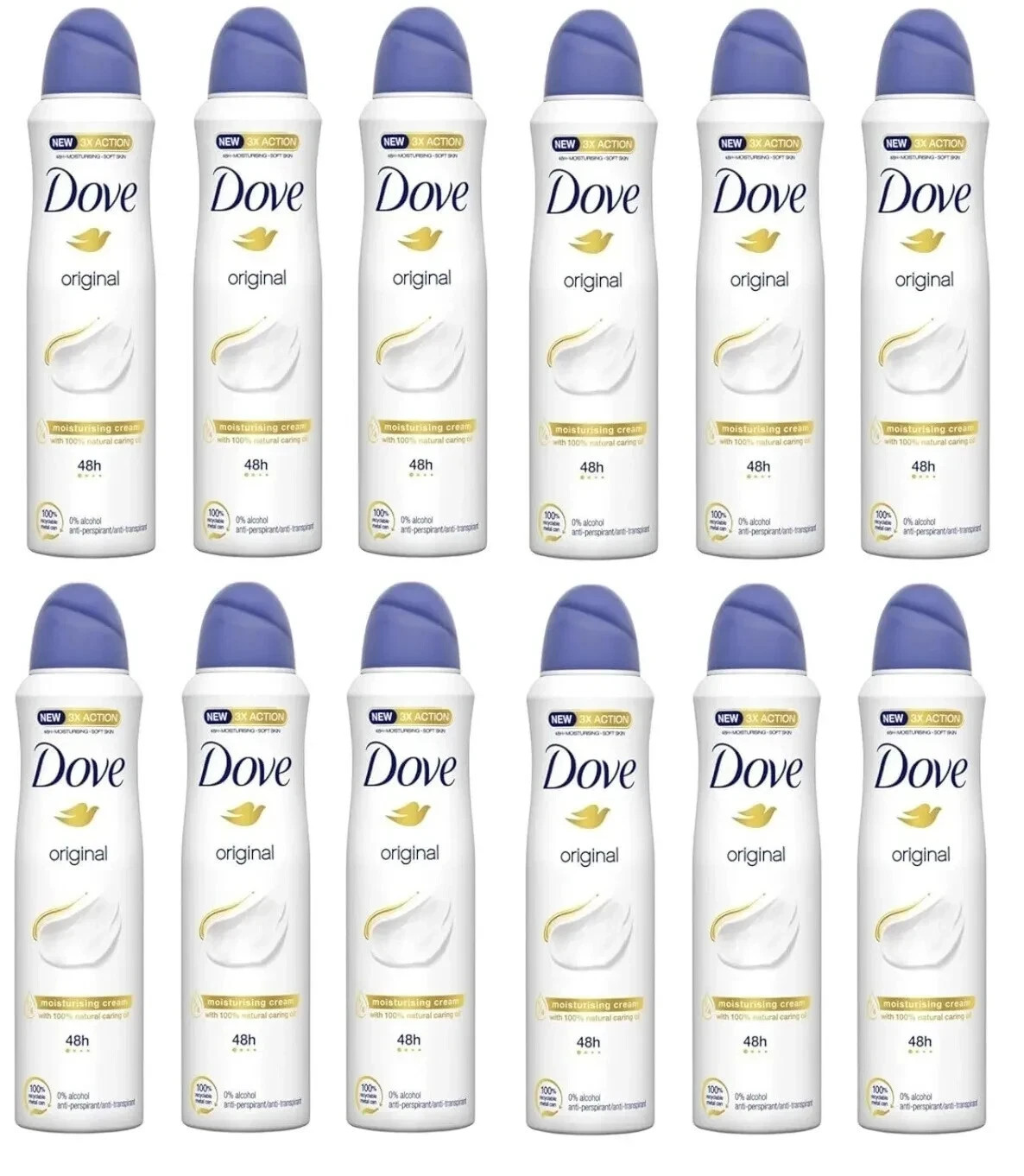 12 Pack Dove  Women Original Antiperspirant Deodorant Spray, 150ml (5.07 oz)