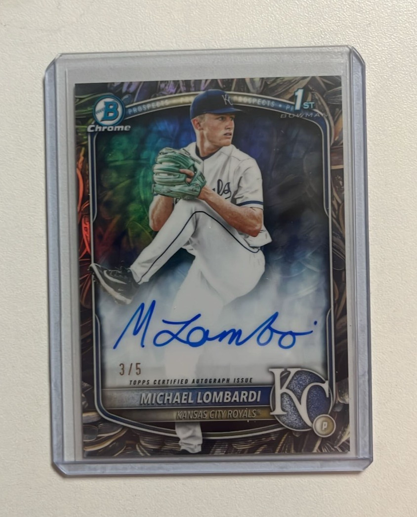 2025 BOWMAN DRAFT CHROME MICHAEL LOMBARDI SUNFLOWER SEEDS REFRACTOR AUTO /5