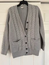 Gap Women  s Grey Chunky Cardigan Button Down With Pockets Medium