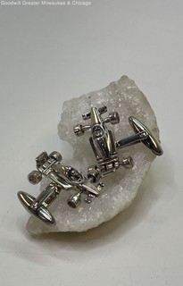 925 Sterling Silver Figural Race Car Cuff Links 14.3g
