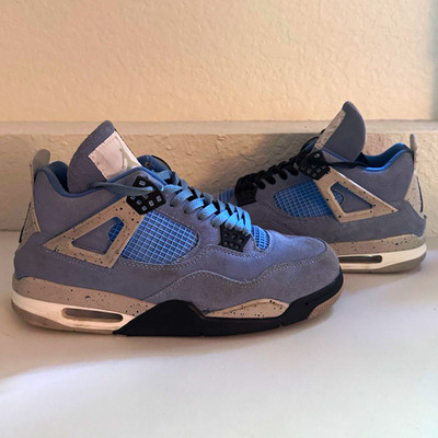 Jordan Air Jordan 4 Mid Top Men s Basketball Lace Up Sneakers Blue/Gray