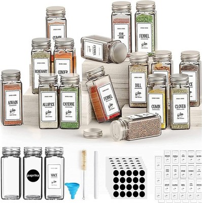 Gewürz Aufbewahrungslösung - 16er Pack Gläser mit Shaker Deckel - 120ml Quadratisch K...