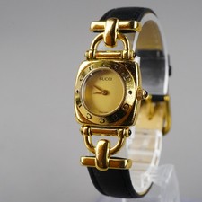 GUCCI Women's Watch 6300L Gold 21mm Vintage New Battery New Leather Band