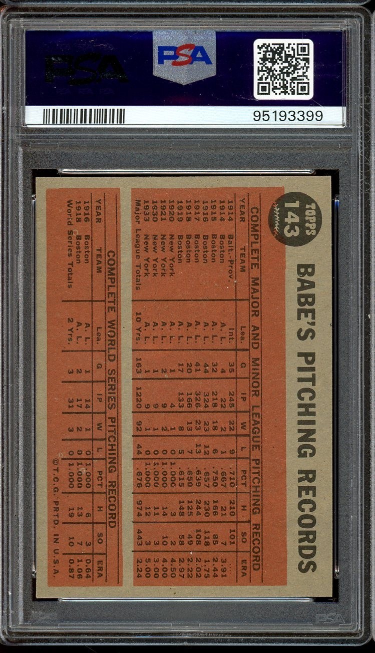 1962 Topps Baseball #143 Greatest Sports Hero PSA 4 view 2