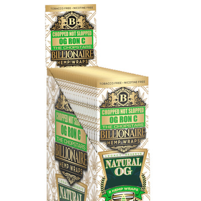 Billionaire Wraps - OG Ron C Natural OG Rolling Paper - (Box of 25 Pouches)
