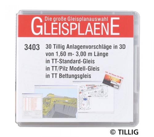 Tillig track plans I on USB stick, 30 layout suggestions for lengths of 1.6 m to 3.0 m.