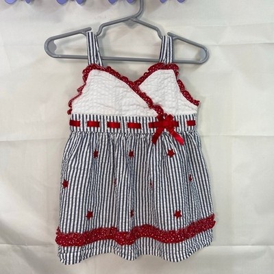 Blueberi Boulevard girl's red white blue star striped ruffle relaxed tank top 4