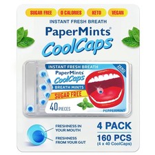 Breath Mints Peppermint Flavor Sugar Free 0 Calories Pocket Size 4 Pack 160