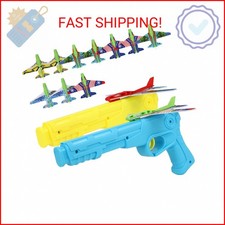 Manmel 12 Pack Airplane Launcher Toys for Kids, 2 Launchers and 10 Foam Glider,