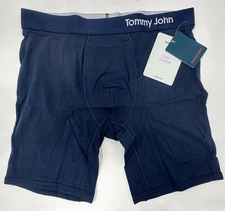 Tommy John Men Cool Cotton Boxer Brief Navy Large