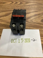 FPE NA250 2P 50A Thick Series Stab-Lok Circuit Breaker (Broken Handle Tie) Used