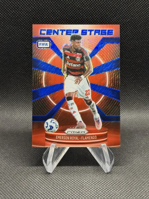 2025-26 Panini Prizm FIFA Emerson Royal Center Stage Blue Shimmer /5 Flamengo