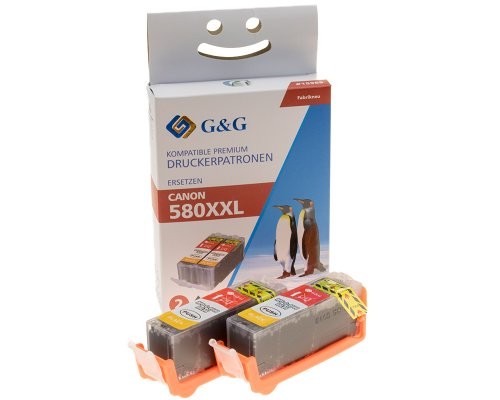 G&G 15968 G&G Xxl-Patronen 2Er Set Kompatibel Mit Canon PGI-580BK Xxl-image