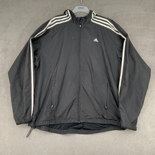 Adidas Windbreaker Jacket Mens XL Black 3 Str...