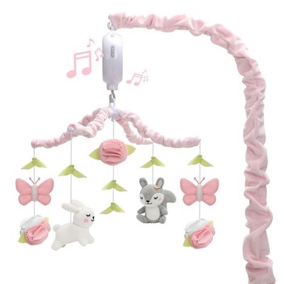 Baby Crib Mobile for Girls, Soft Knitted Woodland Characters Rabbit Squirrel,...