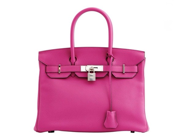 Hermes Birkin 30 Togo Rose Pourpre PHW Excellent Condition With Key Lock Dustbag