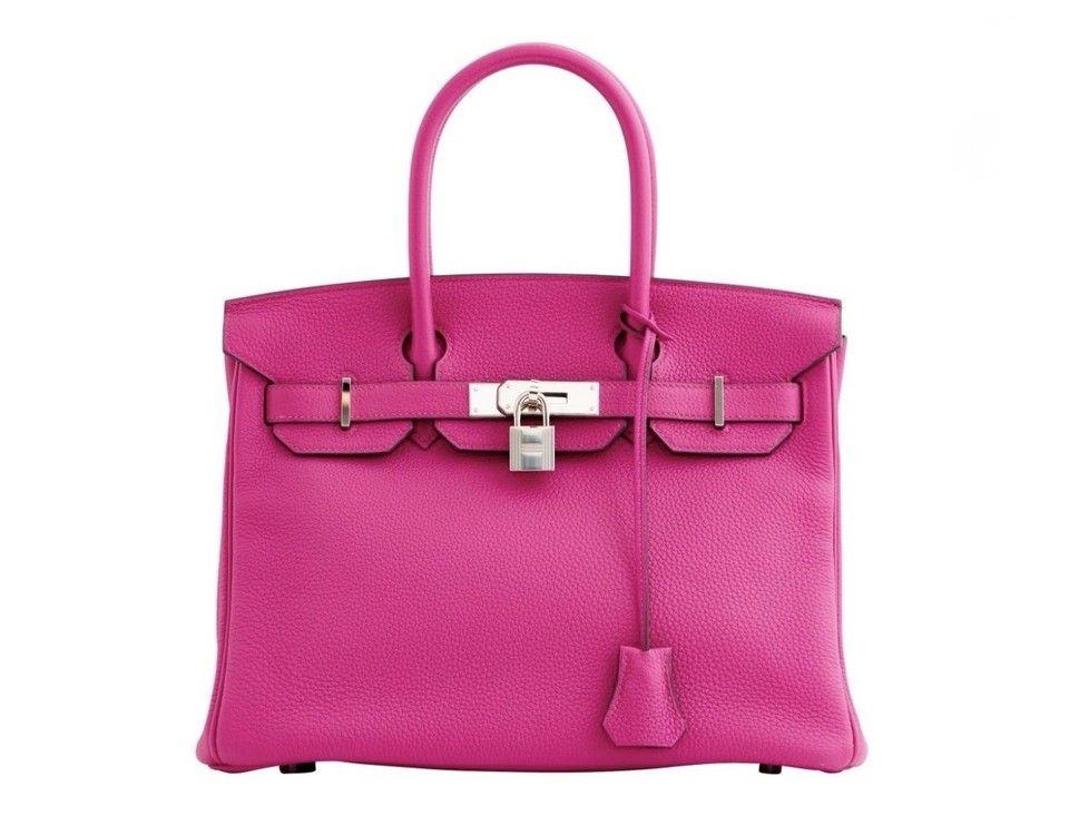 Hermes Birkin 30 Togo Rose Pourpre PHW Excellent Condition With Key Lock Dustbag