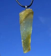 Green Calcite Free Form Crystal Stone Pendant Necklace Large