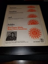 Raro poster promozionale pubblicitario Neil Sedaka You Gotta Make Your Own Sunshine incorniciato!