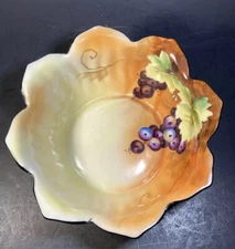 Vintage Lustre Open Salt Cellars/dessert Bowls Orange Blue Grapes Set Of 7