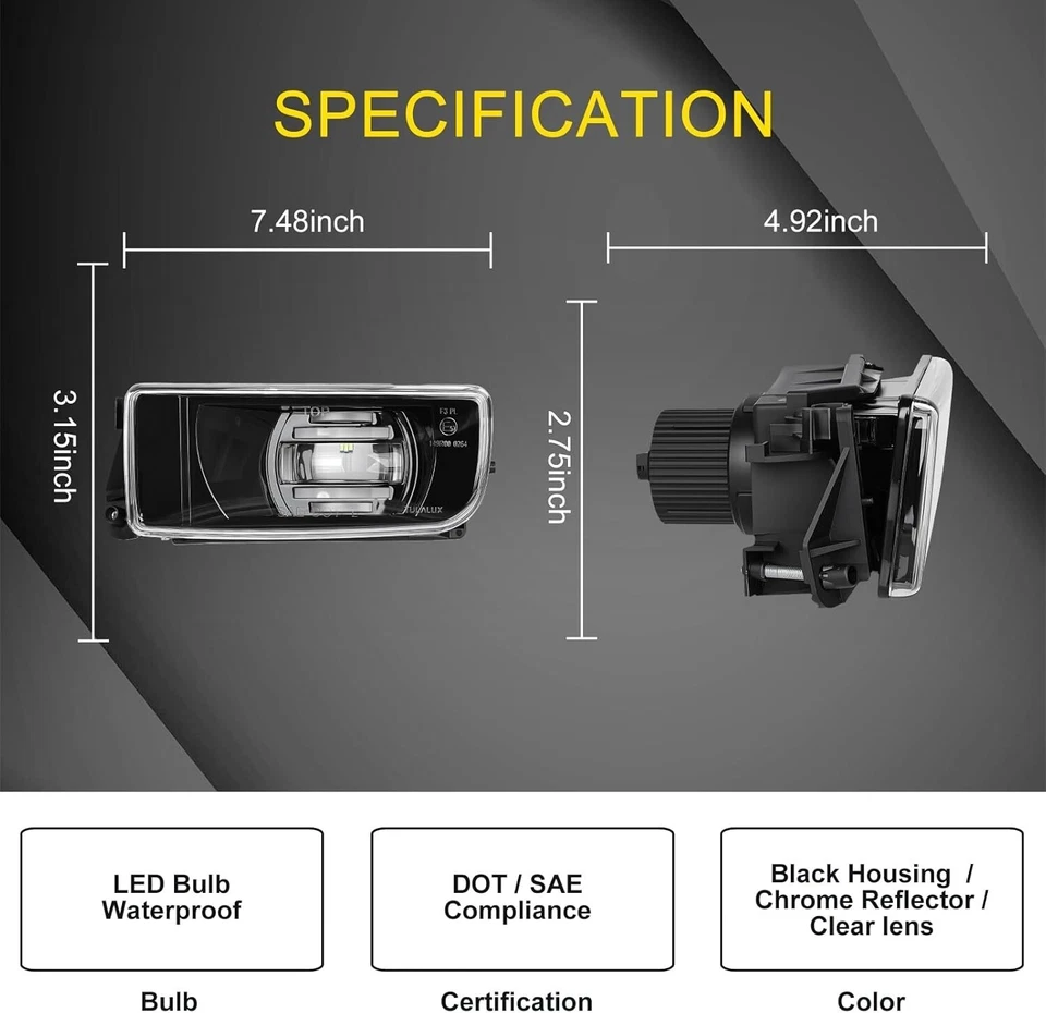 LED Fog Lights Fit For 92-99 BMW 318i/is/ti 323i/is 325i/is 328i/is M3 E36 - Image 3 of 4
