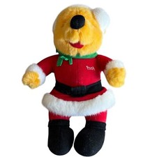 Vintage Mattel Winnie the Pooh Santa Christmas plush small 90s