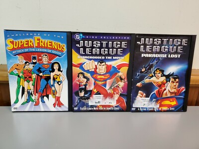Justice League Star-crossed Paradise Lost And Super Friends Dvd Animated 3pc Lot