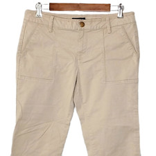 Tommy Hilfiger womens cropped khaki pants size 8 stretch beige roll tab leg