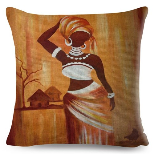 Orange Abstract Painting Africa life Collection African Woman Home Decor Pillow - Picture 34 of 38
