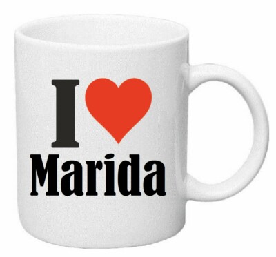 Kaffeetasse I Love Marida Keramik Höhe 9,5cm in Weiß