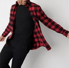 Mens Classic Fit Long Sleeve Flannel Buffalo Check Shirt Large NWT