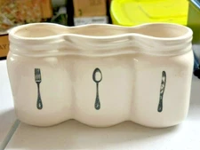 FIDDLE & FERN Home Essentials Ceramic Mason Jar Utensil Cutlery Caddy Holder