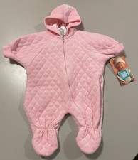 NWT LITTLE ME PINK HOODED BABY INFANT SLEEPER ZIP FRONT 3 MOS 12 LB COTTON BLEND