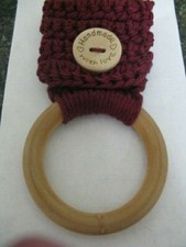 Crochet Kitchen Towel Wood Ring Holder   Gift Idea