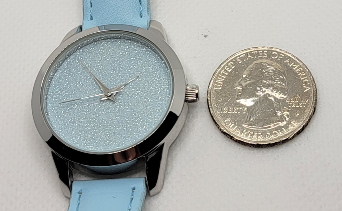 Ladies BWC Dressy Sparkly Round Silver Tone Blue Faux  display picture 1