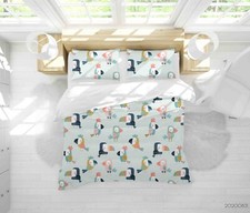 3D Birds Pattern Cartoon Quilt Cover Set Duvet Cover Bedding Pillowcases