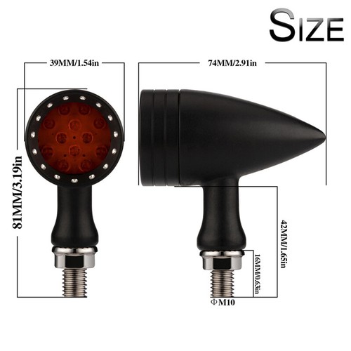 2PCS LED Amber Running Turn Signal Lights Indicators Fit For Harley Motorcycle - Picture 4 of 4
