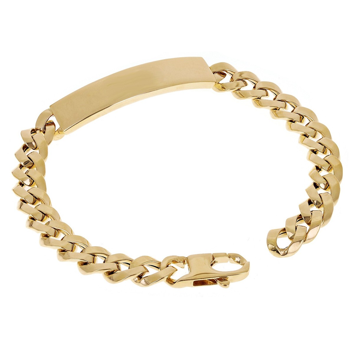 Italian 14k Yellow Gold Hollow Miami Cuban Link ID Bracelet