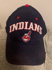 Vintage / Rare Cleveland Indians Chief Wahoo Cotton Adjustable MLB Cap, GREAT!