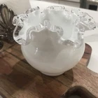 Vintage Maybe Fenton? Milk Glass Crusted Edge Unmarked