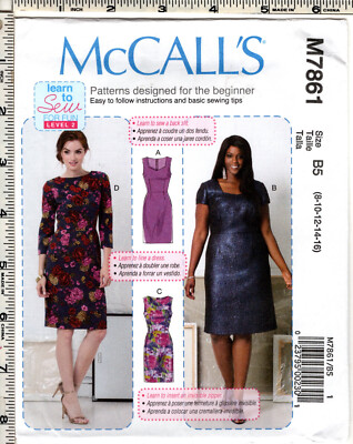 ''Misses'/Women's Dresses''  2018 McCall's Learn to Sew Pattern # M7861 B5 8-16
