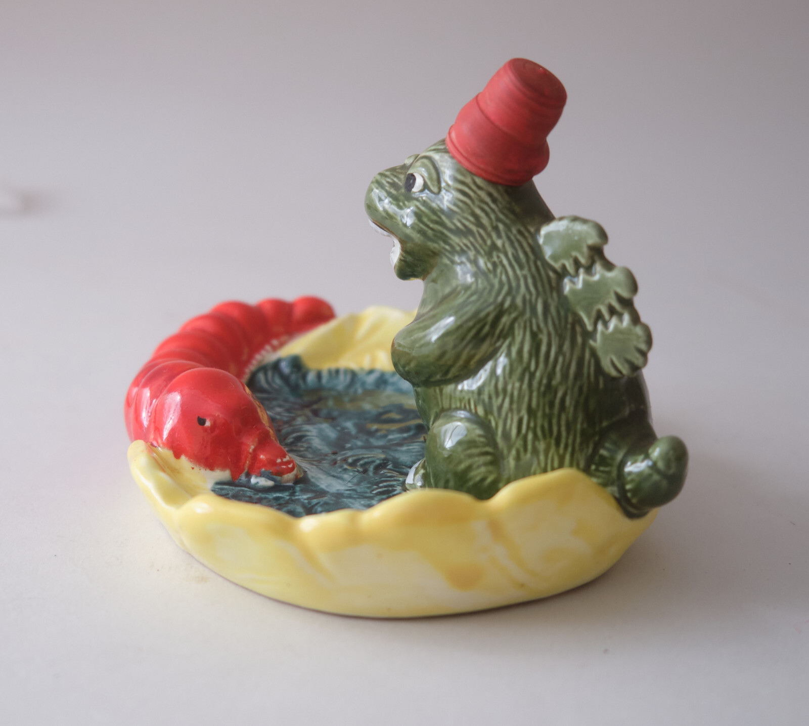 Vintage Godzilla & Mothra Larva Ceramic Ashtray Incense Burner Toho