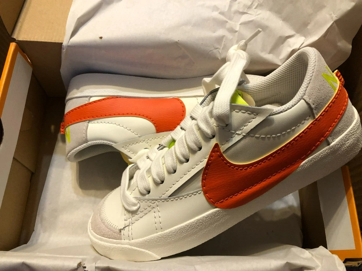 Nike Blazer Low 77 Jumbo DQ1470 103 Women Casual Shoes Sail Rush Orange SIZE 7