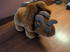 Vintage R Dakin Plush Triceratops Dinosaur Brown Stuffed Animal Nutshells 1980