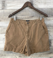 Vtg Lee Riveted High Waisted Chino Shorts Women 12 PETITE Brown 29x4 Y2K 90s 00s