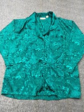 VTG Victoria's Secret Green Polyester Sleep Button Down Top Paisley Floral
